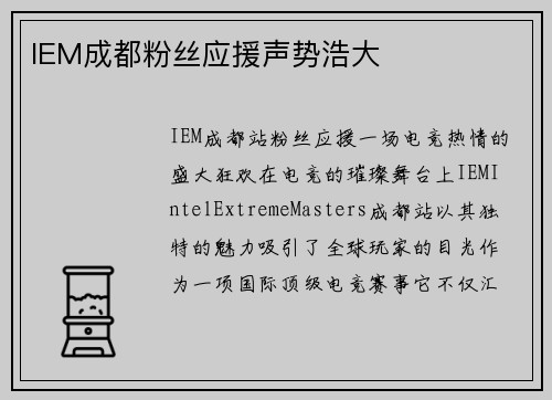 IEM成都粉丝应援声势浩大